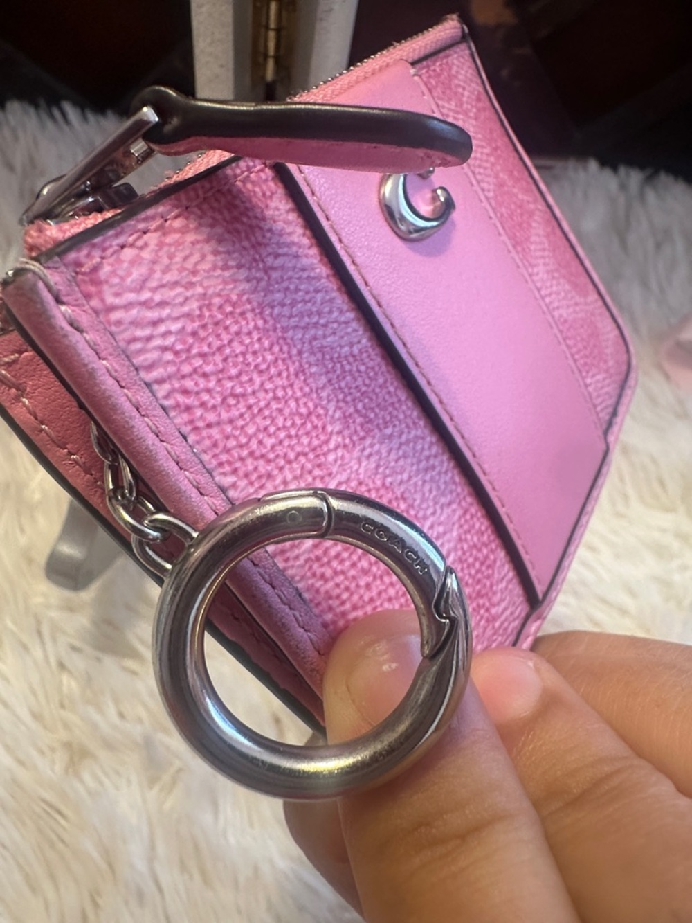 Coach Pink Signature Small Zip Card Case - Picture 4 of 6